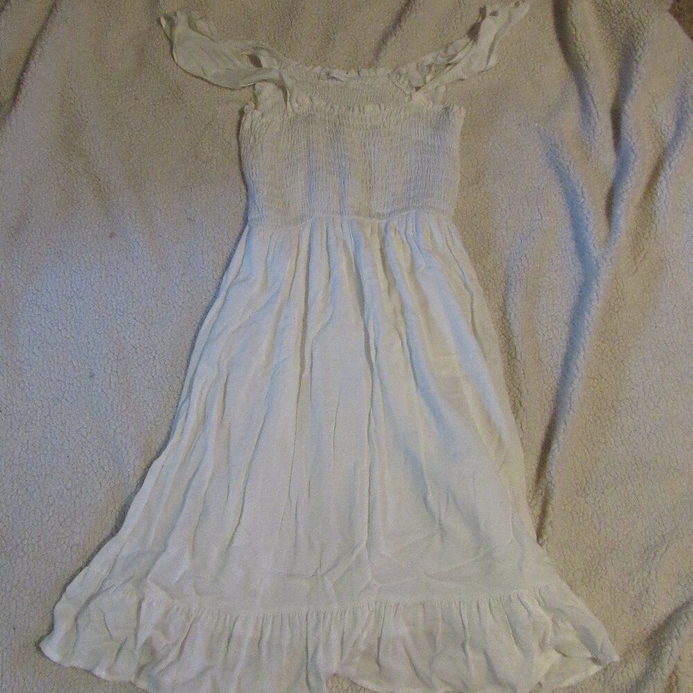 Feminine Ces Femme Lined White Summer Dress, 100% Polyester, large